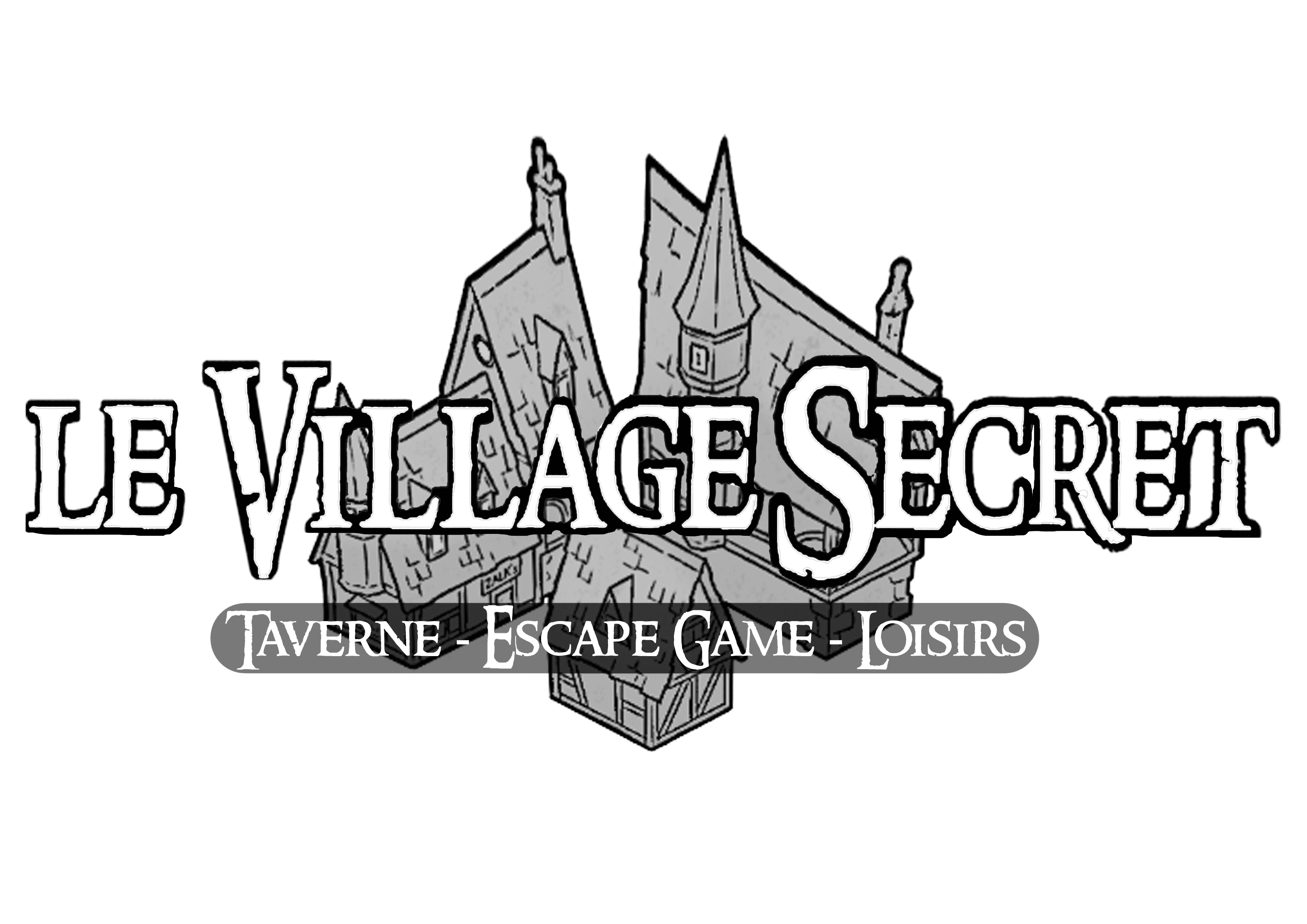 Logo avec les informations de services du Village Secret - escape game Strasbourg