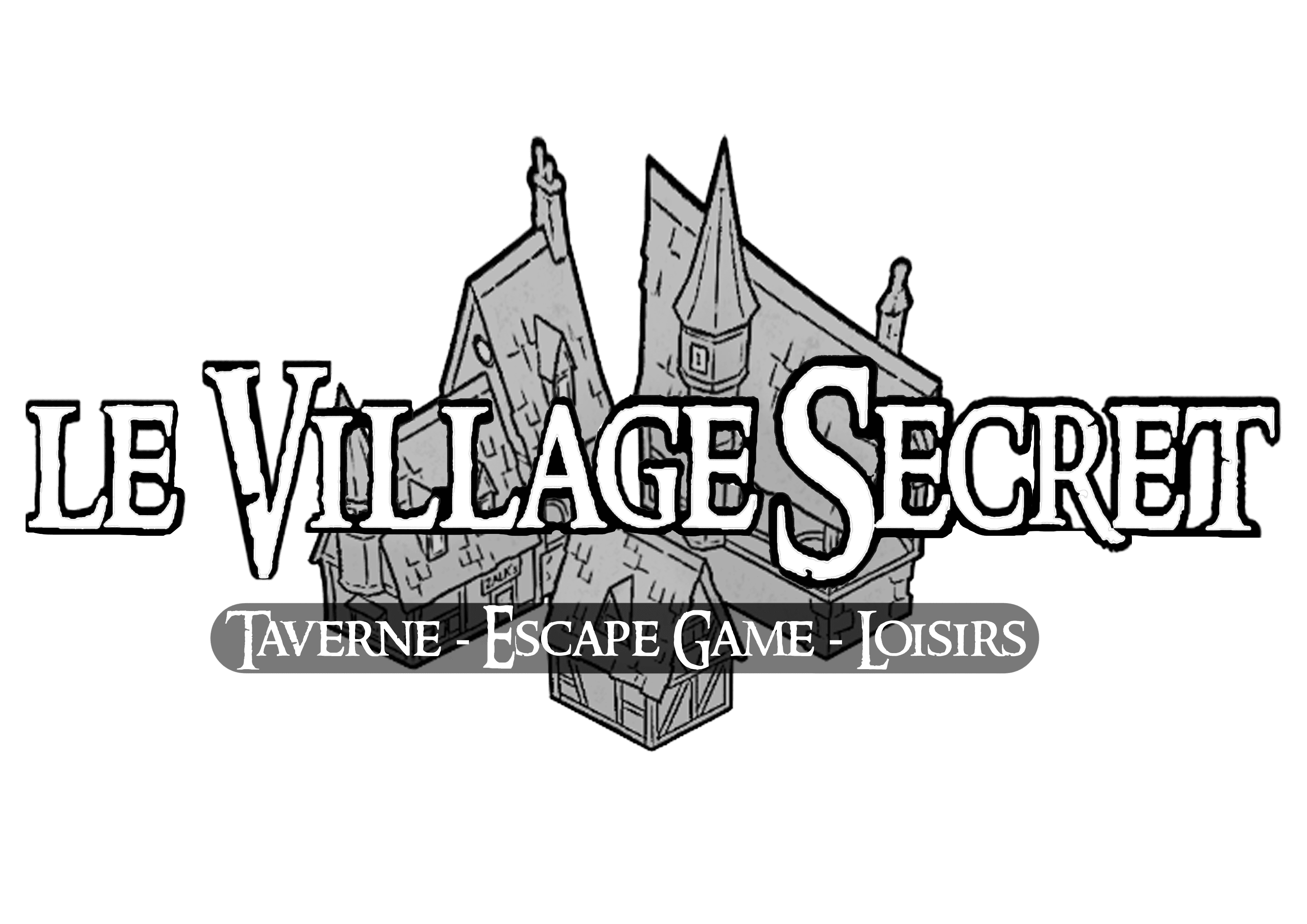 Logo avec les informations de services du Village Secret - escape game Strasbourg